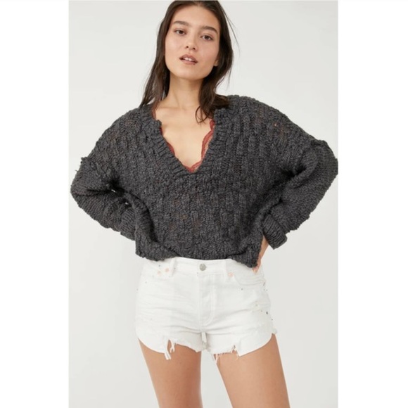 FREE PEOPLE Josephine Pullover In Charcoal Gray - Picture 3 of 9